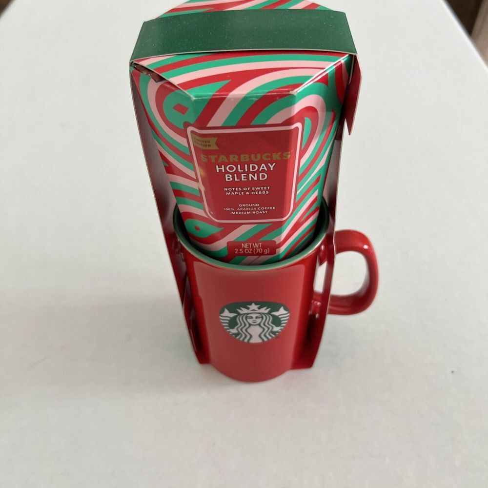 Starbucks Holiday Blend Coffee and Red Mug 16oz Gift‎ Set LIMITED EDITION NEW